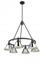 Golden Canada 3306-6 BLK-CH - Orwell BLK 6 Light Chandelier in Matte Black with Chrome shades