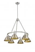 Golden Canada 3306-6 PW-AB - Orwell 6-Light Chandelier in Pewter with Aged Brass