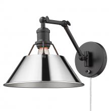 Golden Canada 3306-A1W BLK-CH - Orwell BLK 1 Light Articulating Wall Sconce in Matte Black with Chrome shade