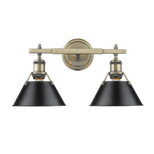 Golden Canada 3306-BA2 AB-BLK - Orwell 2-Light Vanity Light in Aged Brass with Matte Black