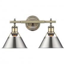 Golden Canada 3306-BA2 AB-PW - Orwell 2-Light Vanity Light in Aged Brass with Pewter