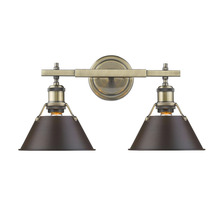 Golden Canada 3306-BA2 AB-RBZ - Orwell AB 2 Light Bath Vanity in Aged Brass with Rubbed Bronze shades