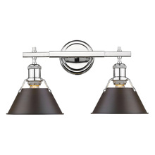 Golden Canada 3306-BA2 CH-RBZ - Orwell CH 2 Light Bath Vanity in Chrome with Rubbed Bronze shades