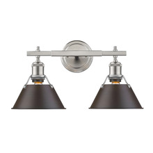 Golden Canada 3306-BA2 PW-RBZ - Orwell 2-Light Vanity Light in Pewter with Rubbed Bronze