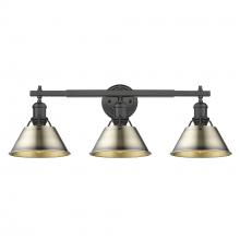 Golden Canada 3306-BA3 BLK-AB - Orwell 3-Light Vanity Light in Matte Black with Aged Brass