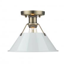 Golden Canada 3306-FM AB-DB - Orwell AB Flush Mount in Aged Brass with Dusky Blue shade