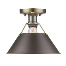 Golden Canada 3306-FM AB-RBZ - Orwell AB Flush Mount in Aged Brass with Rubbed Bronze shade