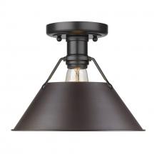 Golden Canada 3306-FM BLK-RBZ - Orwell 1-Light Flush Mount in Matte Black with Rubbed Bronze