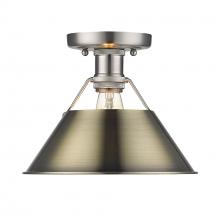 Golden Canada 3306-FM PW-AB - Orwell 1-Light Flush Mount in Pewter with Aged Brass