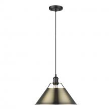 Golden Canada 3306-L BLK-AB - Orwell BLK Large Pendant - 14" in Matte Black with Aged Brass shade