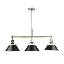 Golden Canada 3306-LP AB-BLK - Orwell AB 3 Light Linear Pendant in Aged Brass with Matte Black shades