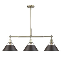 Golden Canada 3306-LP AB-RBZ - Orwell AB 3 Light Linear Pendant in Aged Brass with Rubbed Bronze shades