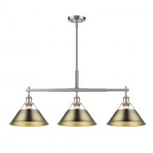 Golden Canada 3306-LP PW-AB - Orwell 3-Light Linear Pendant in Pewter with Aged Brass