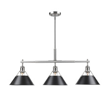 Golden Canada 3306-LP PW-BLK - Orwell PW 3 Light Linear Pendant in Pewter with Matte Black shades