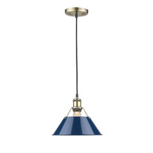 Golden Canada 3306-M AB-NVY - Orwell AB Medium Pendant - 10" in Aged Brass with Matte Navy shade