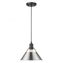 Golden Canada 3306-M BLK-PW - Orwell 10" Wide Medium Pendant in Matte Black with Pewter