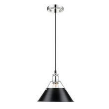 Golden Canada 3306-M CH-BLK - Orwell CH Medium Pendant - 10" in Chrome with Matte Black shade