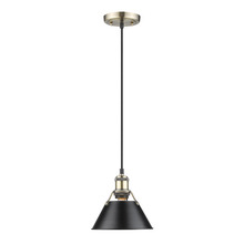 Golden Canada 3306-S AB-BLK - Orwell AB Small Pendant - 7" in Aged Brass with Matte Black shade