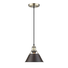 Golden Canada 3306-S AB-RBZ - Orwell AB Small Pendant - 7" in Aged Brass with Rubbed Bronze shade