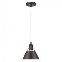 Golden Canada 3306-S BLK-RBZ - Orwell 7.5" Wide Small Pendant in Matte Black with Rubbed Bronze