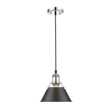 Golden Canada 3306-S CH-RBZ - Orwell CH Small Pendant - 7" in Chrome with Rubbed Bronze shade