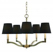 Golden Canada 3500-5 AB-GRM - Waverly 5 Light Chandelier in Aged Brass with Tuxedo Shade