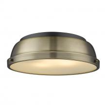 Golden Canada 3602-14 BLK-AB - Duncan 14" Flush Mount in Matte Black with Aged Brass