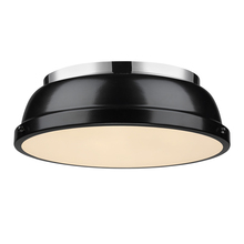 Golden Canada 3602-14 CH-BK - Duncan 14" Flush Mount in Chrome with a Black Shade