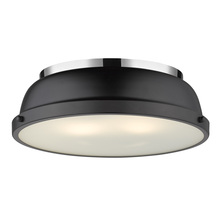 Golden Canada 3602-14 CH-BLK - Duncan 14" Flush Mount in Chrome with a Matte Black Shade