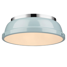 Golden Canada 3602-14 CH-SF - Duncan 14" Flush Mount in Chrome with a Seafoam Shade