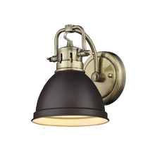 Golden Canada 3602-BA1 AB-RBZ - Duncan 1 Light Bath Vanity in Aged Brass with a Rubbed Bronze Shade