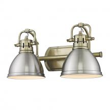 Golden Canada 3602-BA2 AB-PW - Duncan 2 Light Bath Vanity inÂ Aged BrassÂ with Pewter Shades