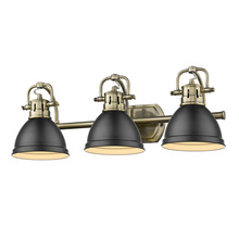 Golden Canada 3602-BA3 AB-BLK - Duncan 3 Light Bath Vanity in Aged Brass with a Matte Black Shade