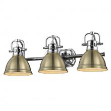 Golden Canada 3602-BA3 CH-AB - Duncan 3 Light Bath Vanity in Chrome with an Aged Brass Shade