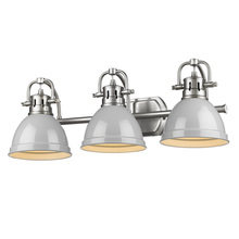 Golden Canada 3602-BA3 PW-GY - Duncan 3 Light Bath Vanity in Pewter with a Gray Shade