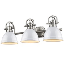 Golden Canada 3602-BA3 PW-WH - Duncan 3 Light Bath Vanity in Pewter with a White Shade