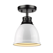 Golden Canada 3602-FM BLK-WH - Duncan Flush Mount in Matte Black with a White Shade