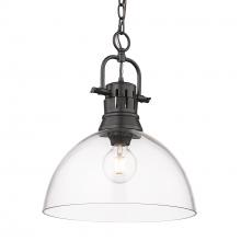 Golden Canada 3602-L BLK-CLR - Duncan BLK 1 Light Pendant in Matte Black with Clear Glass Shade