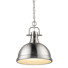 Golden Canada 3602-L PW-PW - Duncan 1 Light Pendant with Chain in Pewter with a Pewter Shade