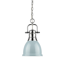 Golden Canada 3602-S CH-SF - Duncan Small Pendant with Chain in Chrome with a Seafoam Shade