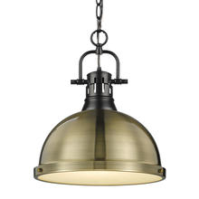 Golden Canada 3602-L BLK-AB - Duncan 1-Light Pendant with Chain in Matte Black with Aged Brass