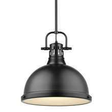 Golden Canada 3604-L BLK-BLK - Duncan 1 Light Pendant with Rod in Matte Black with a Matte Black Shade