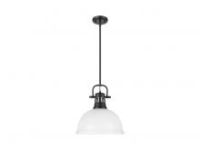 Golden Canada 3604-L BLK-WHT - Duncan 1-Light Pendant with Rod in Matte Black with Matte White