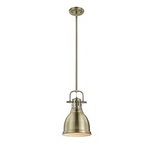 Golden Canada 3604-S AB-AB - Duncan Small Pendant with Rod in Aged Brass with an Aged Brass Shade