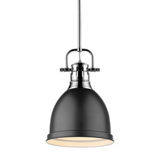 Golden Canada 3604-S CH-BLK - Duncan Small Pendant with Rod in Chrome with a Matte Black Shade