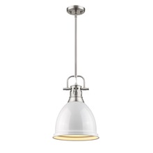 Golden Canada 3604-S PW-WH - Duncan Small Pendant with Rod in Pewter with a White Shade