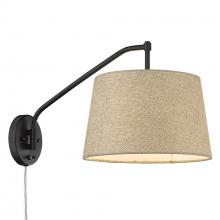 Golden Canada 3694-A1W BLK-NS - Ryleigh Articulating Wall Sconce in Matte Black with Natural Sisal Shade