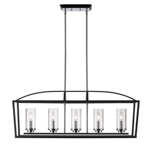 Golden Canada 4309-LP BLK-SD - Mercer 5 Light Linear Pendant in Matte Black with Chrome accents and Seeded Glass