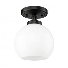 Golden Canada 4855-FM BLK-VMG - Galveston BLK Flush Mount in Matte Black with Vintage Milk Glass Shade