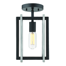 Golden Canada 6070-1SF BLK-PW - Tribeca 1-Light Semi-Flush in Matte Black with Pewter Accents